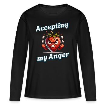 Menstruation Strawberry Week Accepter mon - T-shirt manches longues Premium bio Femme - noir - Devant - Julia (174cm)