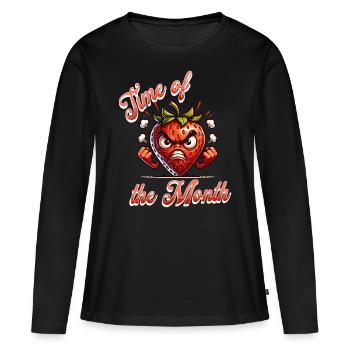 Periode Menstruation Erdbeerwoche: Time of the - Frauen Premium Bio Langarmshirt - Schwarz - Vorne - Julia (174cm)