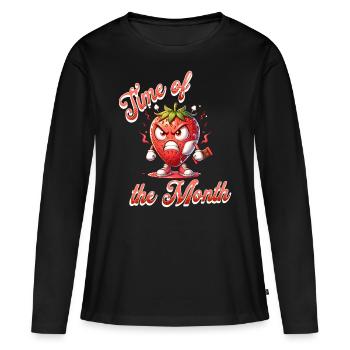 règles menstruation fraise semaine temps de la - T-shirt manches longues Premium bio Femme - noir - Devant - Julia (174cm)