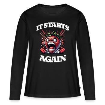 Ça recommence - règles, menstruations, - T-shirt manches longues Premium bio Femme - noir - Devant - Julia (174cm)