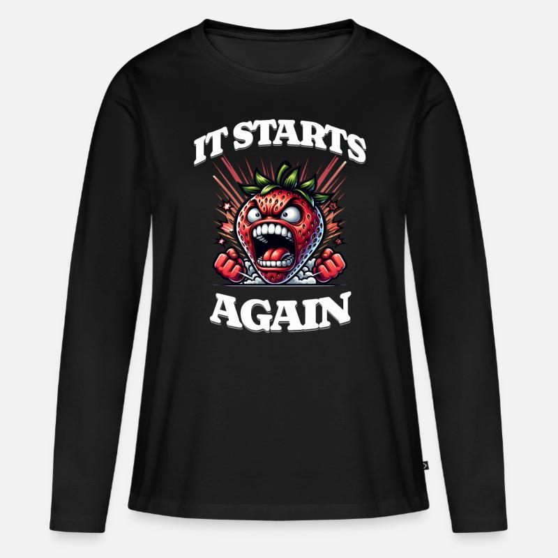 It Starts Again - Periode, Menstruation, - Frauen Premium Bio Langarmshirt - Schwarz