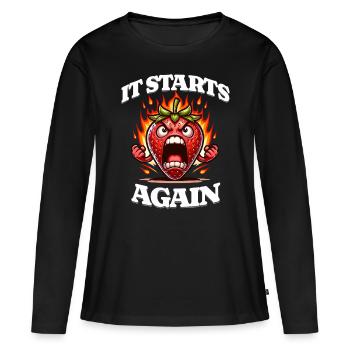 Periode Menstruation Erdbeerwoche Es Beginnt - Frauen Premium Bio Langarmshirt - Schwarz - Vorne - Julia (174cm)