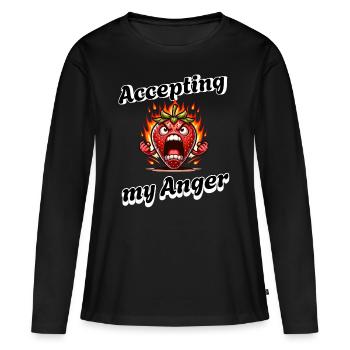 Période de la Semaine de la fraise : Accepter ma colère - T-shirt manches longues Premium bio Femme - noir - Devant - Julia (174cm)