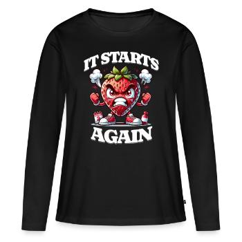 Les règles la semaine des fraises recommencent - T-shirt manches longues Premium bio Femme - noir - Devant - Julia (174cm)