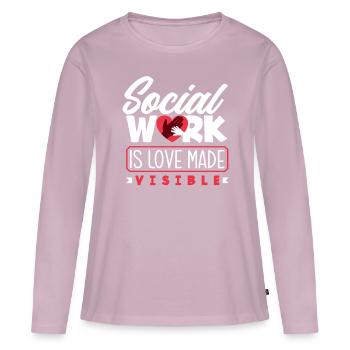 Soziale Arbeit Ist Liebe Sichtbar - Frauen Premium Bio Langarmshirt - Altrosa - Vorne - Julia (174cm)