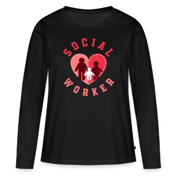 Chaleureuse reconnaissance pour les travailleurs sociaux - T-shirt manches longues Premium bio Femme - noir - Devant - Julia (174cm)