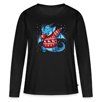 Christmas Dragon Lover Dragon Ugly - Women's Premium Organic Long Sleeve Shirt - black - Front - Julia (174cm)