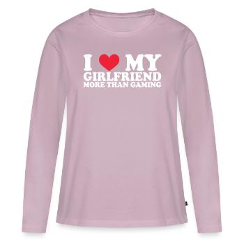 Petite amie Petite amie Relation Couple Amour Couple - T-shirt manches longues Premium bio Femme - rose poudré - Devant - Julia (174cm)