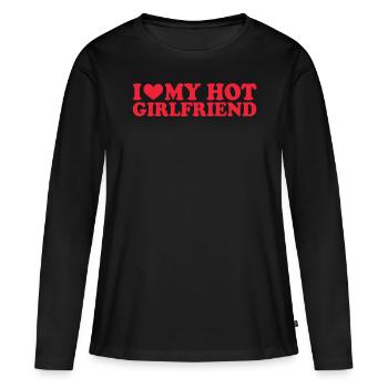 Petite amie Petite amie Relation Couple Amour Couple - T-shirt manches longues Premium bio Femme - noir - Devant - Julia (174cm)