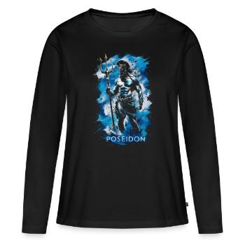 Trident de Poséidon - T-shirt manches longues Premium bio Femme - noir - Devant - Julia (174cm)