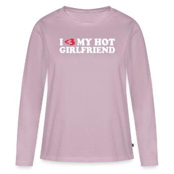 Petite amie Petite amie Relation Couple Amour Couple - T-shirt manches longues Premium bio Femme - rose poudré - Devant - Julia (174cm)