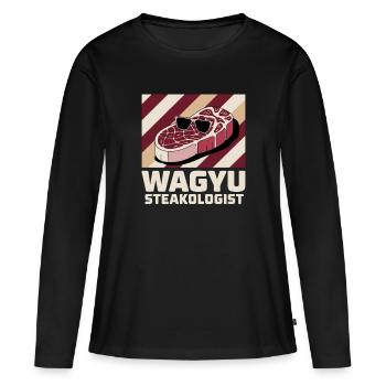 Wagyu Steak - T-shirt manches longues Premium bio Femme - noir - Devant - Julia (174cm)