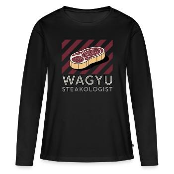 Wagyu Steak - T-shirt manches longues Premium bio Femme - noir - Devant - Julia (174cm)