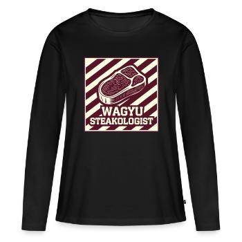Wagyu Steak - T-shirt manches longues Premium bio Femme - noir - Devant - Julia (174cm)