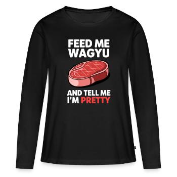 Wagyu Steak - T-shirt manches longues Premium bio Femme - noir - Devant - Julia (174cm)