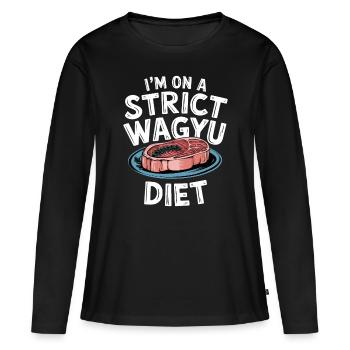 Wagyu Steak - T-shirt manches longues Premium bio Femme - noir - Devant - Julia (174cm)