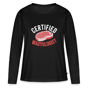 Wagyu Steak - T-shirt manches longues Premium bio Femme - noir - Devant - Julia (174cm)