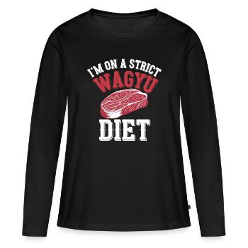 Wagyu Steak - T-shirt manches longues Premium bio Femme - noir - Devant - Julia (174cm)