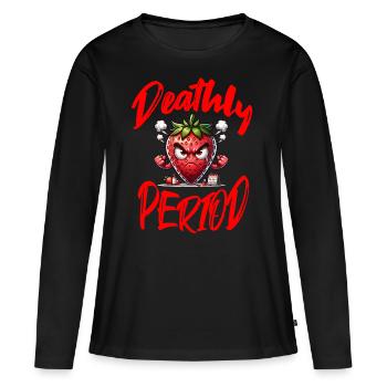 Deathly Period Periode Menstruation Erdbeerwoche - Frauen Premium Bio Langarmshirt - Schwarz - Vorne - Julia (174cm)