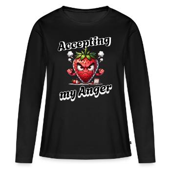 Règles Menstruation Semaine des fraises Accepter - T-shirt manches longues Premium bio Femme - noir - Devant - Julia (174cm)