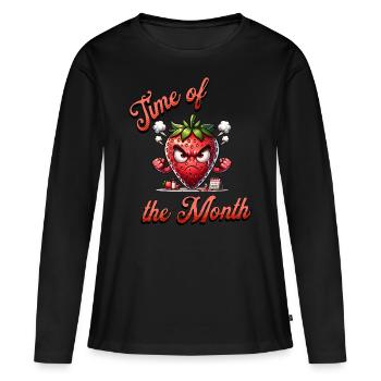 Période du mois Période Semaine de la fraise Humour - T-shirt manches longues Premium bio Femme - noir - Devant - Julia (174cm)