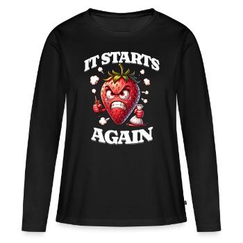 Periode Menstruation Erdbeerwoche Es Beginnt - Frauen Premium Bio Langarmshirt - Schwarz - Vorne - Julia (174cm)