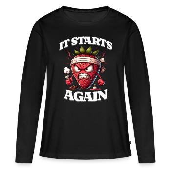 Ça recommence Menstruation Semaine des fraises - T-shirt manches longues Premium bio Femme - noir - Devant - Julia (174cm)