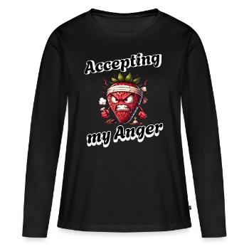 Periode Menstruation Erdbeerwoche Akzeptiere - Frauen Premium Bio Langarmshirt - Schwarz - Vorne - Julia (174cm)