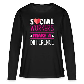 Sozialarbeiter Machen Einen Unterschied - Frauen Premium Bio Langarmshirt - Schwarz - Vorne - Julia (174cm)