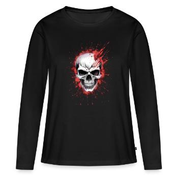 Unheimlicher Schädel mit Blut - Frauen Premium Bio Langarmshirt - Schwarz - Vorne - Julia (174cm)
