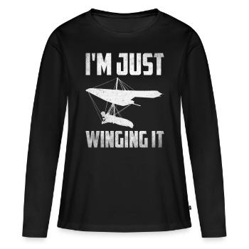 Deltaplane Parapente Deltaplane - T-shirt manches longues Premium bio Femme - noir - Devant - Julia (174cm)
