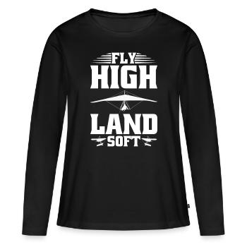 Deltaplane Parapente Deltaplane - T-shirt manches longues Premium bio Femme - noir - Devant - Julia (174cm)