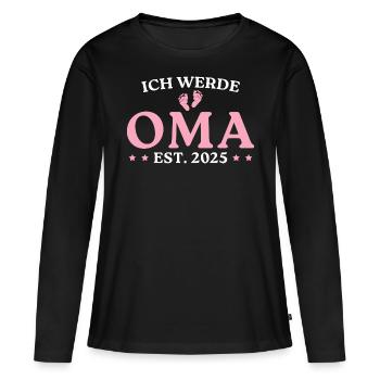 Ich werde Oma 2025 Werdende Großmutter - Frauen Premium Bio Langarmshirt - Schwarz - Vorne - Julia (174cm)