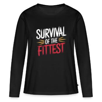 La survie du plus fort - T-shirt manches longues Premium bio Femme - noir - Devant - Julia (174cm)