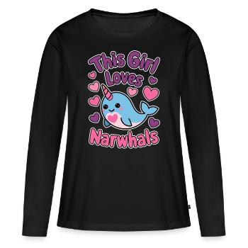Narval Dire Narvals Drôle Narval Cadeau - T-shirt manches longues Premium bio Femme - noir - Devant - Julia (174cm)