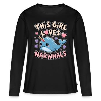 Narwal Spruch Narwale Lustiges Narwal Geschenk - Frauen Premium Bio Langarmshirt - Schwarz - Vorne - Julia (174cm)