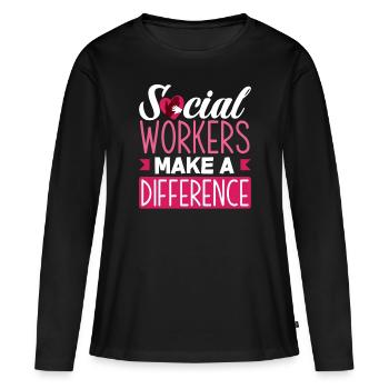 Sozialarbeiter Machen Einen Unterschied - Frauen Premium Bio Langarmshirt - Schwarz - Vorne - Julia (174cm)