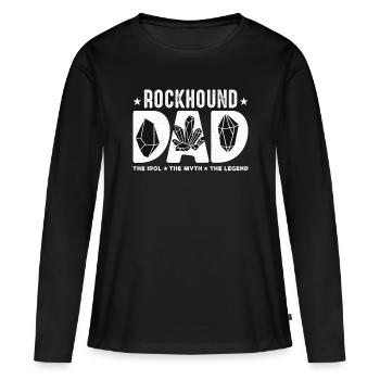 Rockhound Dad L’idole Le mythe Collectionneur de fossiles - T-shirt manches longues Premium bio Femme - noir - Devant - Julia (174cm)