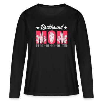 Rockhound Mom L’idole Le mythe Le paléontologue - T-shirt manches longues Premium bio Femme - noir - Devant - Julia (174cm)