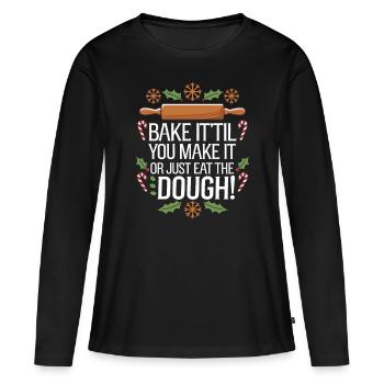 Weihnachtszeit Kekse Lebkuchen Backen - Frauen Premium Bio Langarmshirt - Schwarz - Vorne - Julia (174cm)