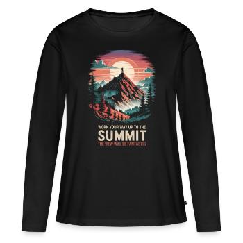 Montez jusqu’au sommet, la vue sera - T-shirt manches longues Premium bio Femme - noir - Devant - Julia (174cm)