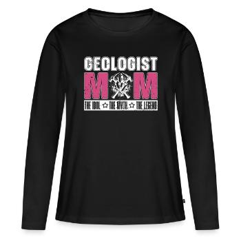Géologue Maman L’idole Le mythe Collectionneur de minéraux - T-shirt manches longues Premium bio Femme - noir - Devant - Julia (174cm)