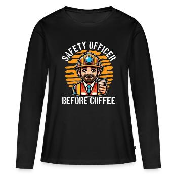 Agent de sécurité avant l’amateur de café de la sécurité publique - T-shirt manches longues Premium bio Femme - noir - Devant - Julia (174cm)