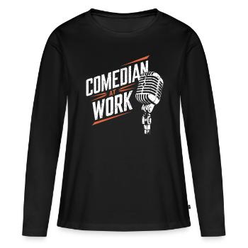 Komiker bei der Arbeit Mikrofon Stand up Comedy - Frauen Premium Bio Langarmshirt - Schwarz - Vorne - Julia (174cm)