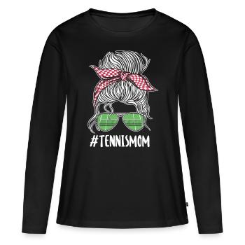 Funny Tennis Player Racket - Frauen Premium Bio Langarmshirt - Schwarz - Vorne - Julia (174cm)