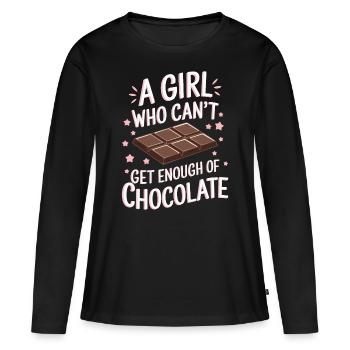 Chocolat Dicton Drôle Cadeau Chocolat - T-shirt manches longues Premium bio Femme - noir - Devant - Julia (174cm)