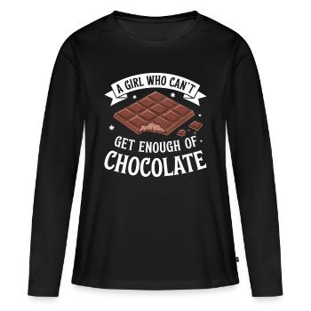 Chocolat Dicton Drôle Cadeau Chocolat - T-shirt manches longues Premium bio Femme - noir - Devant - Julia (174cm)