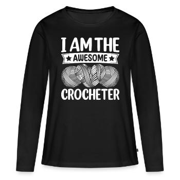 Crochet Crocheter - Je suis le génial Crocheteur - T-shirt manches longues Premium bio Femme - noir - Devant - Julia (174cm)