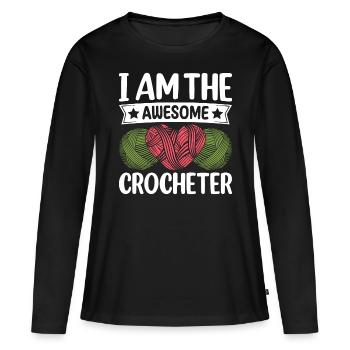 Crochet au crochet - Je suis le super crocheteur - T-shirt manches longues Premium bio Femme - noir - Devant - Julia (174cm)