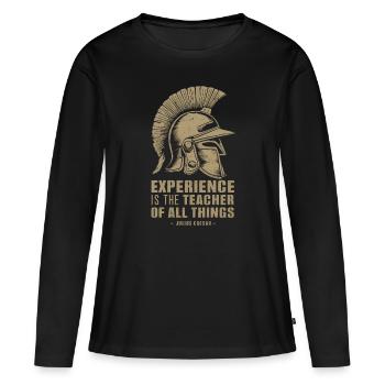 Citation de Jules César avec casque de légionnaire - T-shirt manches longues Premium bio Femme - noir - Devant - Julia (174cm)